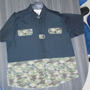 Men's Camouflage Dress Shirt - Black and Green